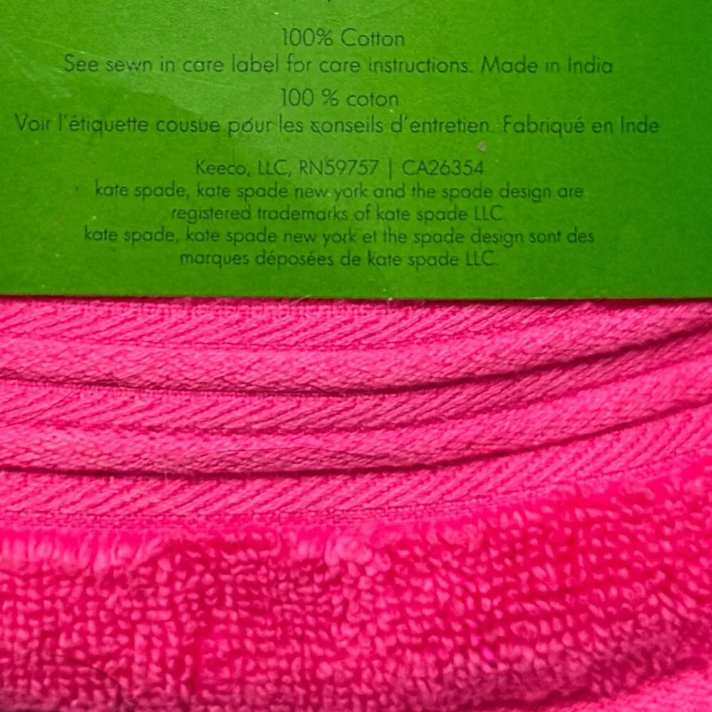 2 pc Kate Spade Hot Pink Fuchsia Hand Towels Towel Set Snapdragon Snap Dragon